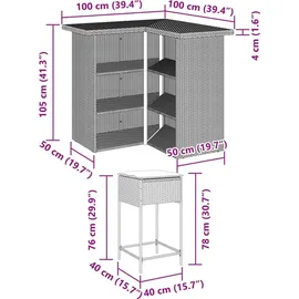 vidaXL Gartenbar Set 3-tlg. Grau