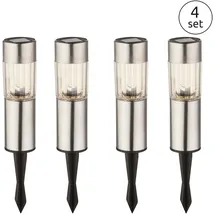 GLOBO Solarleuchte Edelstahl 4er-Set Warmweiß