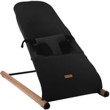 Childhome Babywippe Babywiege Bouncer Babynest Babyschaukel Bezug waschbar Schaukelstuhl Säugling gepolsterter Gurt, Jersey schwarz Holz Stahl, max. 9kg BxLxH