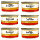 GOURMET Gold Savoury Cake Nassfutter Rind & Tomaten Soße für adulte Katzen 6x85g