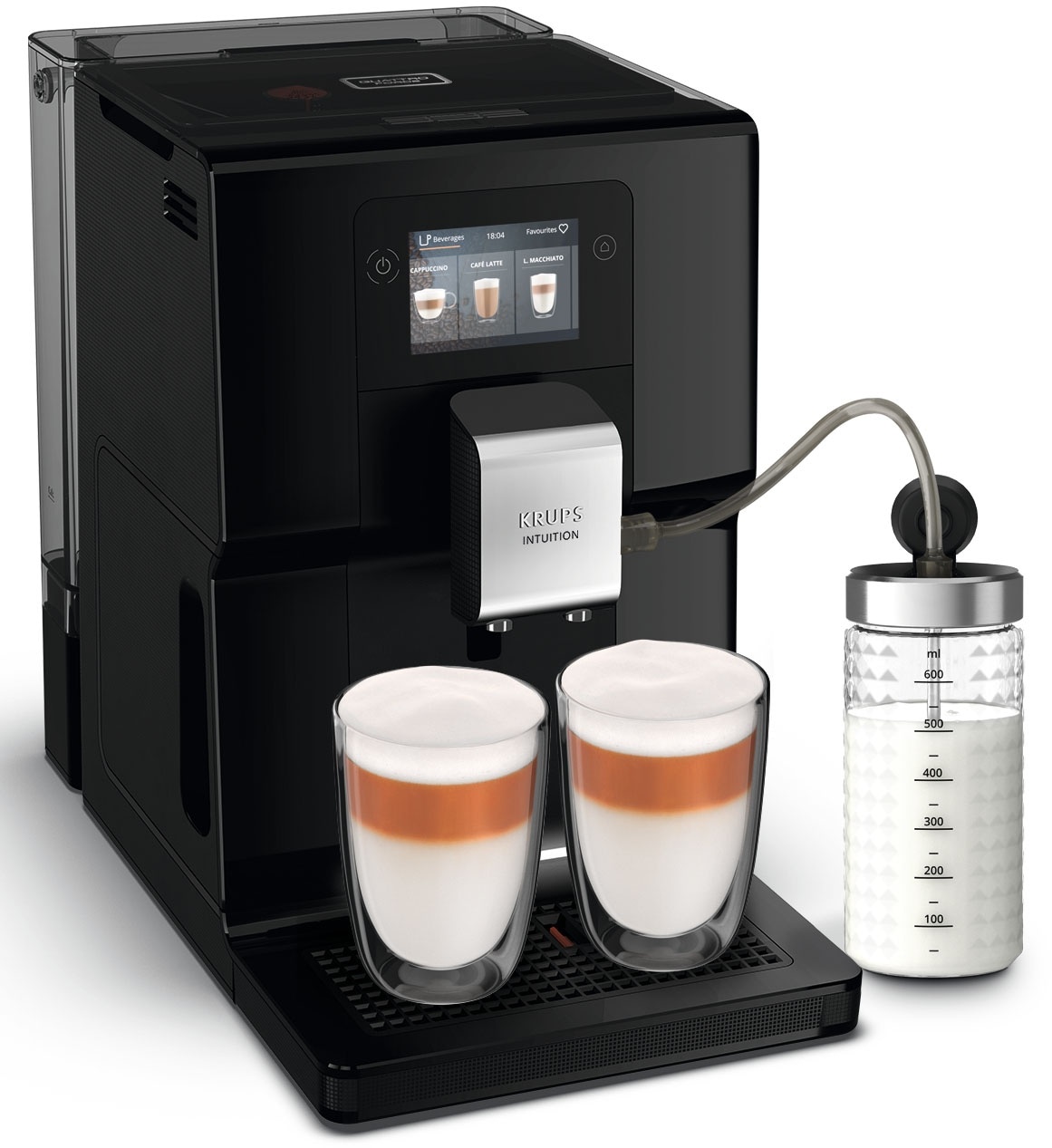 KRUPS Kaffeevollautomat "EA8738 Intuition Preference" Kaffeevollautomaten inkl. Milchbehälter, intuitives Lichtsystem, 11 Getränke, OTC-System schwarz Kaffeevollautomat