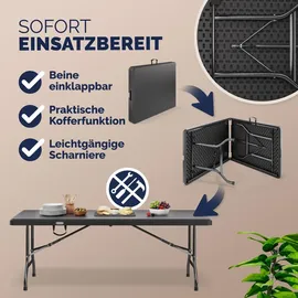 CASARIA Klapptisch 183 x 76 x 74 cm Anthrazit/Grau
