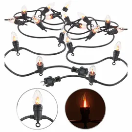 Lunartec Deko-Lichterkette mit 10 Glühbirnen in Flammen-Optik, IP44, 4,2 m