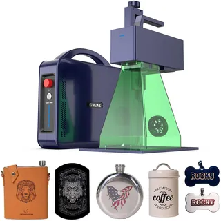 GWEIKE G2 Pro 30W Faserlasergravierer, 15000 mm/s schnelle Lasergraviermaschine mit 3D- und Tiefengravur, 110x110mm Arbeitsbereich, tragbare Lasermarkiermaschine für Metall, Schmuck, Hundemarken