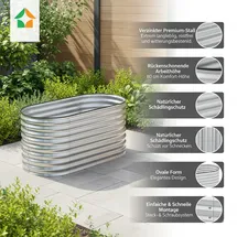 prestige home Hochbeet Stahl Oval S 160 x 80 x 80 cm Silber