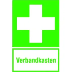Rettungszeichen E003 "Erste Hilfe" Zusatzschild "Verbandskasten"Folie 300x200mm - grün