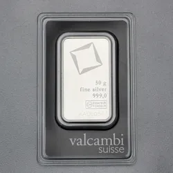 Silberbarren 50g VALCAMBI Blister