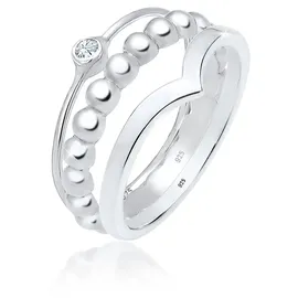 Elli Solitärring ELLI "Set mit Kristallen von Swarovski 925 Silber" Gr. 52, silber, Fingerringe, Damen, 52mm,mit Steinen, Silber 925 (Sterlingsilber), 4mm