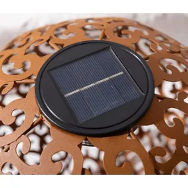 Dehner Solarleuchte Metall Ø 30 cm inkl. Erdspieß und Bodemplatte braun