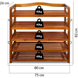 CASARIA Schuhregal aus Akazienholz 75x26x82cm