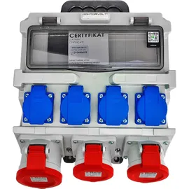 Doktorvolt 12-Modul-Elektroverteiler mit Griff IP44 4x230V 2x16A 32A Doktorvolt ohne Schutz