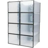 SABUIDDS Schuhboxen 8er Set Schuhkartons Kunststoffbox Stapelbar Transparent Aufbewahrungsbox mit Deckel, Schuhaufbewahrung für Stöckelschuhe, Stiefeletten, Pumps, High Tops, bis Größe 47, Schwarz