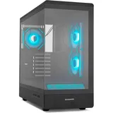 NOX XTREME PRODUCTS NOX Hummer Signal – ATX-Mid-Tower | M-ATX, ARGB Frameless Hartglas, GPU-Support bis 420 mm, Magnetischer Staubfilter, Platz für 9 Lüfter, 3×120 mm inklusive, Schwarz