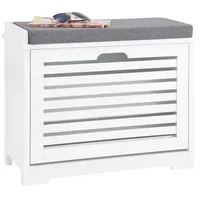 SoBuy Schuhbank Weiß, 60x49x29 cm, Garderobe, Garderobenbänke, Schuhbänke