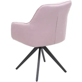 Mendler 6er-Set Esszimmerstuhl HWC-H73, Küchenstuhl Stuhl Armlehnstuhl, Retro Stahl Stoff/Textil ~ rosa