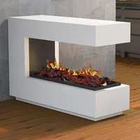 muenkel design loft.line 1400 -- C-02 Raumteiler [Design Opti-myst Elektrokamin mit Tankbefüllung]: Betonoptik - Ohne Heizung - Kieswanne mit weißen Steinen - mit Scheibe