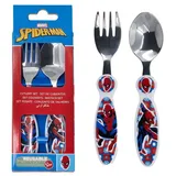 SpiderMan Kinderbesteck Set – Löffel & Gabel mit Motivgriffen | Blau/Rot/Weiß