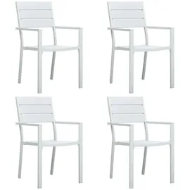 vidaXL Gartenstühle HDPE 62 x 55,5 x 88,5 cm weiß/holzoptik 4 St.