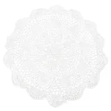Sandyseptember Runde Vintage-Spitzen-Tischdecke, handgefertigt, gehäkelt, Baumwolle, Hohlmatte für Zuhause, Café, Essen (40 cm, weiß)