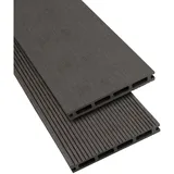 GartenLand WPC Terrassendiele Classic 21 x 140 x 3000 mm Anthrazit Geriffelt und Glatt Hohlkammer