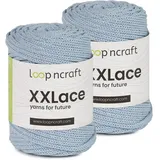 Makramee Garn 2er-Set Babyblau, Loopncraft, 2 X 4mm - 65m - 250g, Kettengarn, XXLace Garn, Recycling Garn - Black Friday