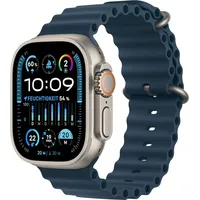 Apple Watch Ultra 2 GPS + Cellular 49 mm Titangehäuse natur, Ocean Armband blau