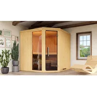 Weka Element-Ecksauna Varberg 3 Sparset 9 kW Kompakt Glastür/Fenster