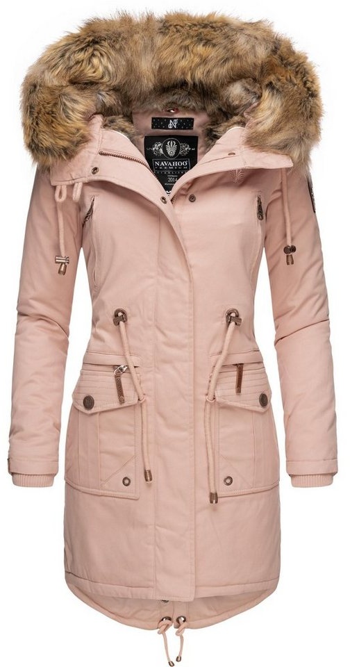 Navahoo Wintermantel Rosinchen stylischer Damen Winter Baumwollparka mit Kunstfell rosa S (36)