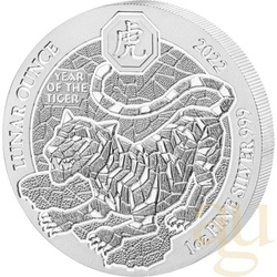 1 Unze Silbermünze Ruanda Lunar Tiger 2022