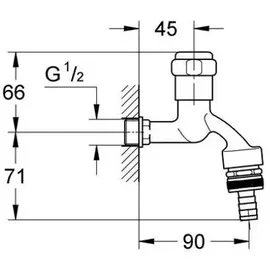 Grohe Armaturenkombination DN15 Rohrbelüfter Bauform C, chrom
