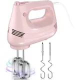 Elektrischer Handmixer 300W mit Edelstahl Schneebesen, Knethaken, Elektrische