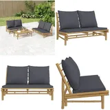 Vidaxl - Gartenbank Mit Dunkelgrauen Kissen Bambus - Bambus Gartenbank - Gartenmöbel - Terrasse - Balkon - Esstisch - Home & Living