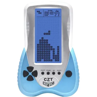 CZT verbesserte Version der Großbild-Backstein-Spielekonsole mit einstellbarer blauer Hintergrundbeleuchtung, Plug-in-Headset, 23 Spiele, Puzzle, wiederaufladbares Kindergeschenk