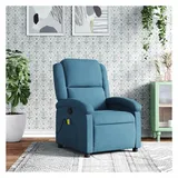 vidaXL Massagesessel Gyta Samt 47 x 99,5 x 47 cm Blau mit verstellbarer Rückenlehne und Vibrationsfunktion