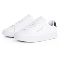 Tommy Hilfiger Plateausneaker TOMMY HILFIGER "TH COURT LTH DETAIL ESS" Gr. 47, bunt (weiß-dunkelblau) Herren Schuhe Freizeitschuh, Halbschuh, Schnürschuh mit seitlichem Logoschriftzug