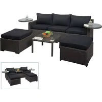 Poly-Rattan Garnitur MCW-J38, Garten-/Lounge-Set Sitzgruppe, Spun Poly halbrundes Rattan grau, Kissen anthrazit - Grau