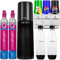 NEU Sodastream Wassersprudler Terra Schwarz 2 Flaschen 2 Zylinder 3 Sirupe
