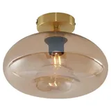 QAZQA Art-deco-deckenleuchte Messing mit Bernsteinglas - Busa