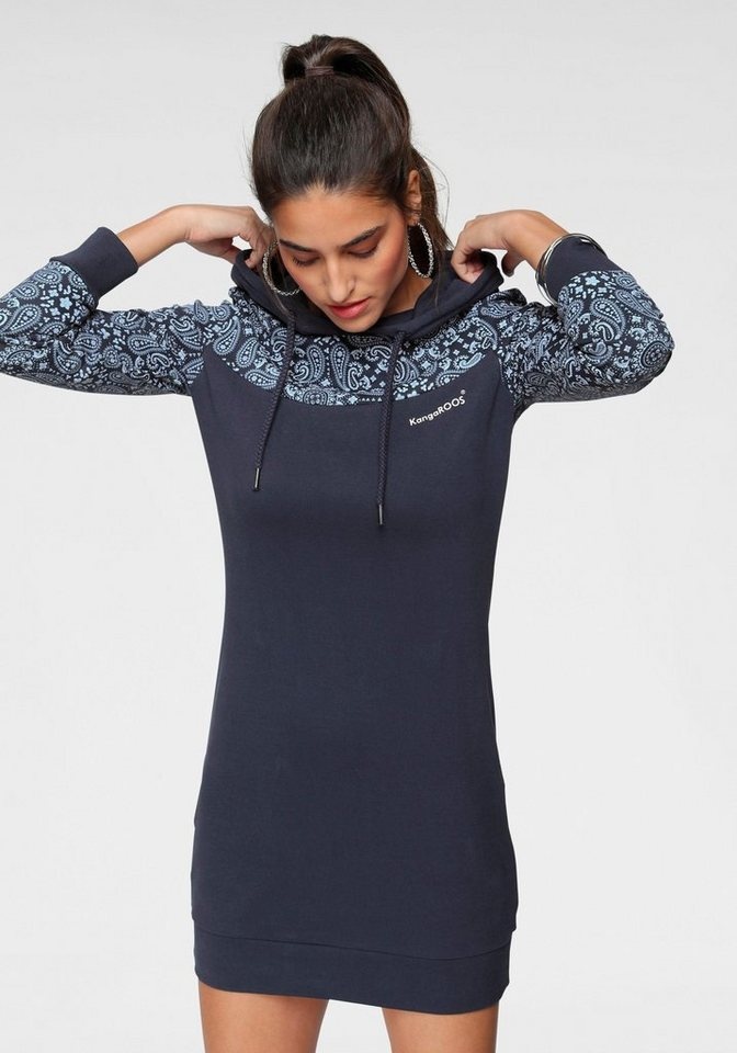 KangaROOS Sweatkleid mit schönem Print im Ärmel- und Brustbereich blau 32 (XS)