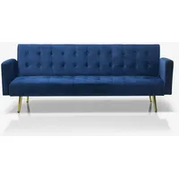 Modernes Clic Clac 3-sitzer Samt Schlafsofa Caullae Goldene Beine - Blau