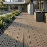 Woodstore24 WPC Terrassendiele 240 x 14,5 x 2 cm Hohlkammer Geriffelt Komplettset mit Clipsystem Braun 5 m2