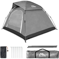 MSPORTS Campingzelt Premium Pop Up Zelt 2-3 Personen Würfelzelt Wasserdicht Winddicht Kuppelzelt Zelt (Silbergrau)