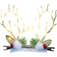 LED Weihnachten Leuchtende Haarnadel Geweih Zweige Form Haarnadeln Leuchtende Haare Leuchtend Elch Geweih Federn Kopfschmuck Simulation Baum Zweig Haarspangen Party Cosplay Deko für Frauen und Mädchen