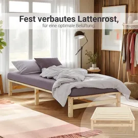 Homestyle4u Palettenbett 90 x 200 cm Braun