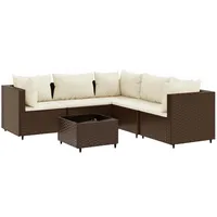 vidaXL 6-tlg Garten-Lounge-Set mit Kissen Braun Poly Rattan Modell 8