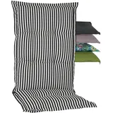 Beo Nizza Gartenstuhlauflagen Hochlehner | Premium-Qualität Made in EU | Hochlehner Auflagen nach Öko-Tex Standard | UV-beständig | Atmungsaktiv | Waschbar | Schadstofffrei | Streifen Schwarz-Weiß
