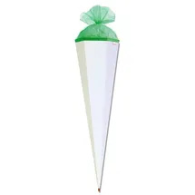 ROTH Bastel-Schultüte weiß/grün - eckig 85 cm
