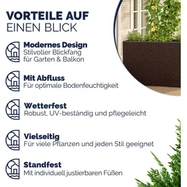 CASARIA Blumenkasten 95 x 27 x 60 cm Braun