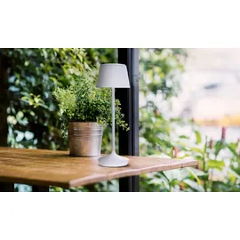 NÄVE LED Tischleuchte "Solarleuchte / Akkuleuchte "EMMI", weiß, 1, Ø 13cm H: 38cm, 1 Stk., Leuchten, Solarbetrieb, Akkubetrieb, CCT, Berührungssensor, Akkutischleuchte, LED Tischleuchte
