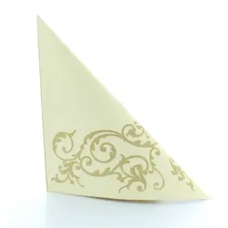 Mank Serviette Airlaid Pomp in Gold-Creme, 40 x 40 cm, 50 Stück - Ornamente Hochzeit Jubiläum